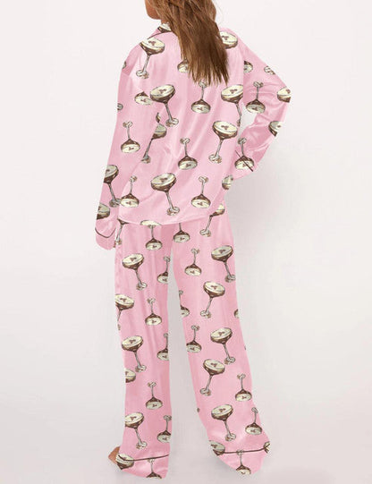 Espresso Martini Satin Pajama Set For Women