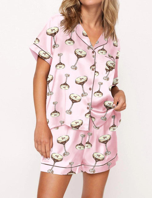 Espresso Martini Satin Pajama Set For Women