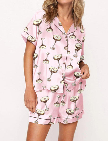 Espresso Martini Satin Pajama Set For Women