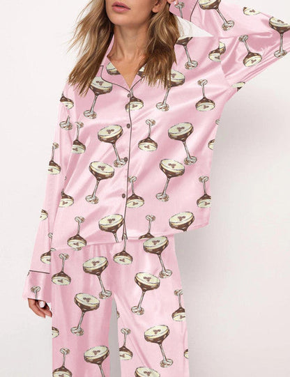 Espresso Martini Satin Pajama Set For Women