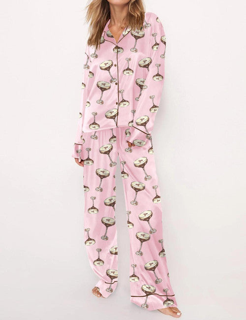 Espresso Martini Satin Pajama Set For Women
