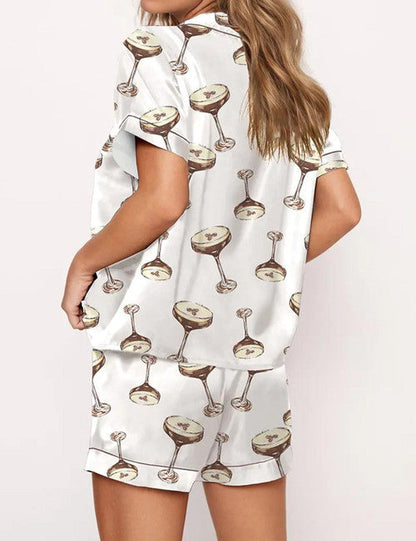 Espresso Martini Satin Pajama Set For Women